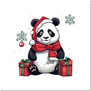 cute panda santa Posters and Art